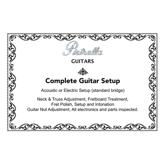 Pietrella Guitars Complete Guitar Setup Certificate